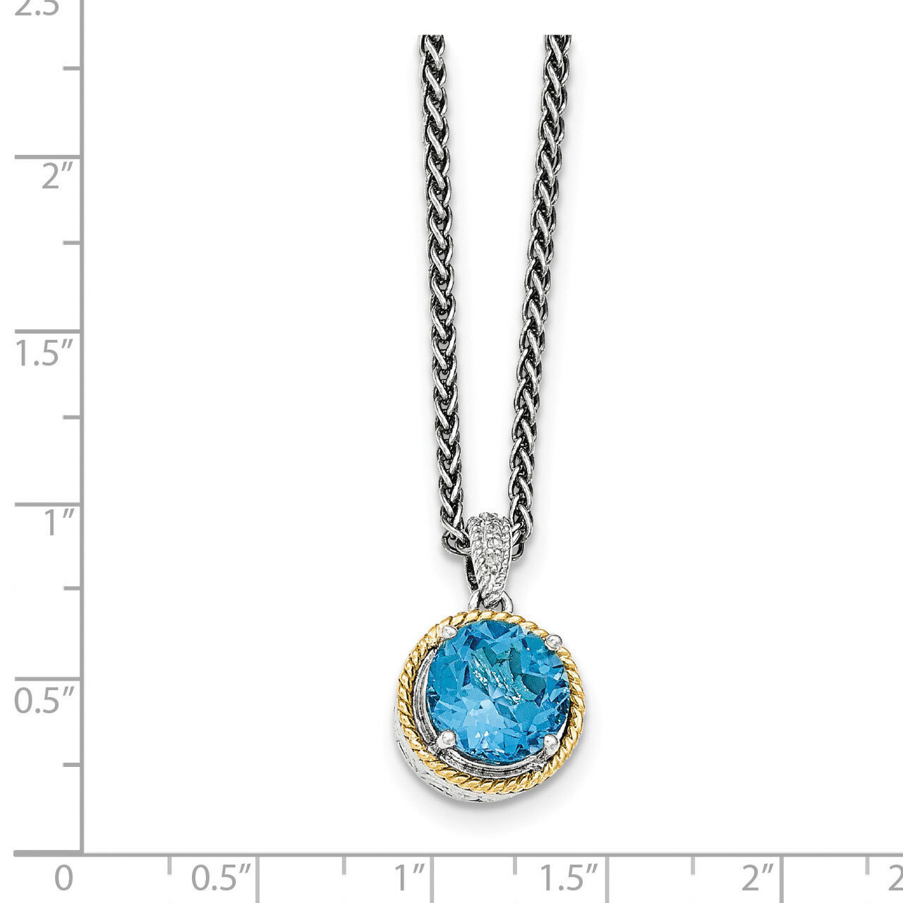 Blue Topaz Necklace Sterling Silver &amp; 14k Gold QTC1296, MPN: QTC1296, 886774378008