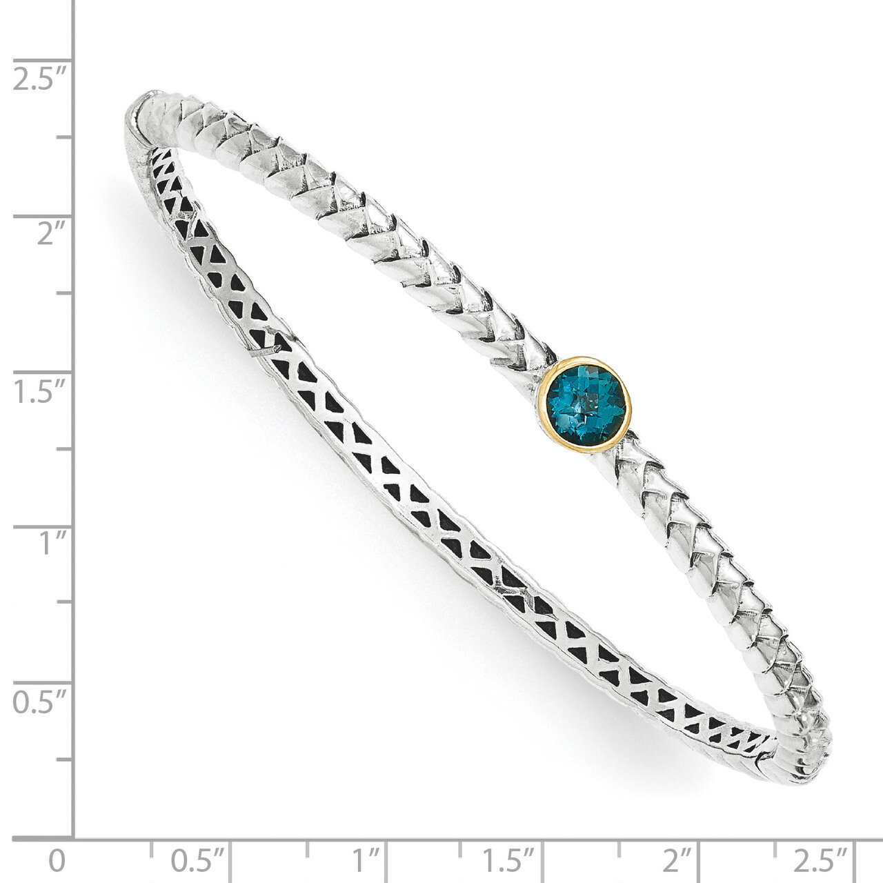 London Blue Topaz Bangle Sterling Silver &amp; 14k Gold QTC1352, MPN: QTC1352, 886774378053
