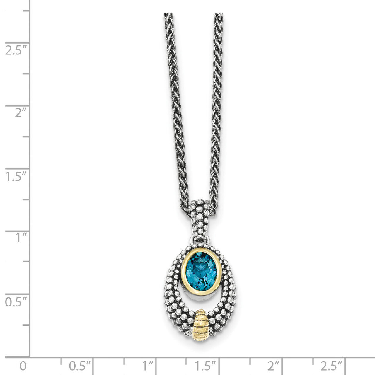 London Blue Topaz Necklace Sterling Silver with Gold-tone Flash Gold-plated QTC1380, MPN: QTC1380, …