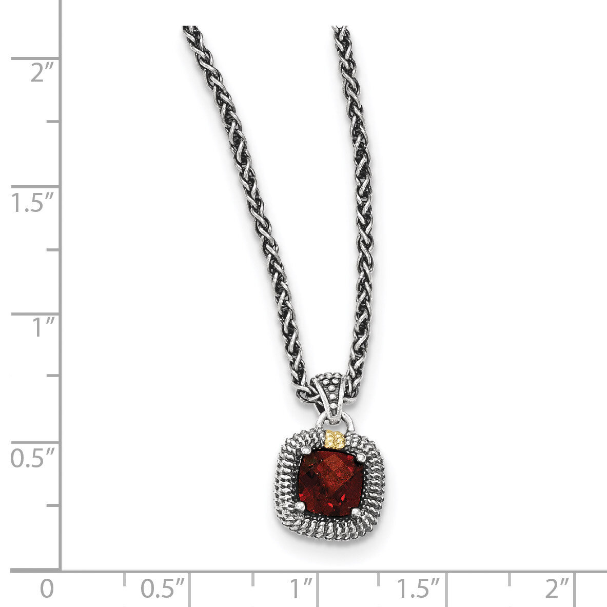 Garnet Necklace Sterling Silver &amp; 14k Gold QTC1396, MPN: QTC1396, 886774377568