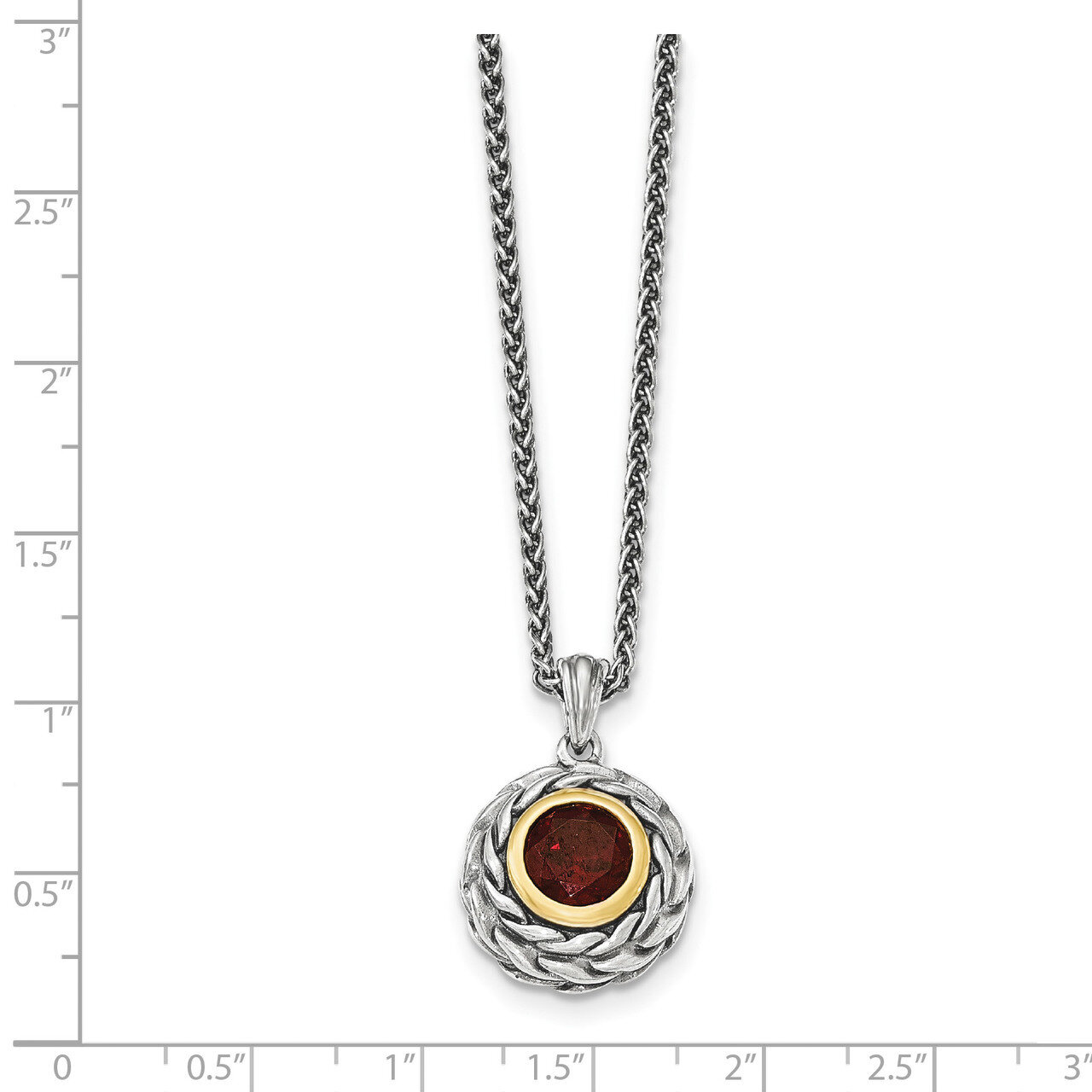 Garnet Necklace Sterling Silver &amp; 14k Gold QTC1402, MPN: QTC1402, 191101465789