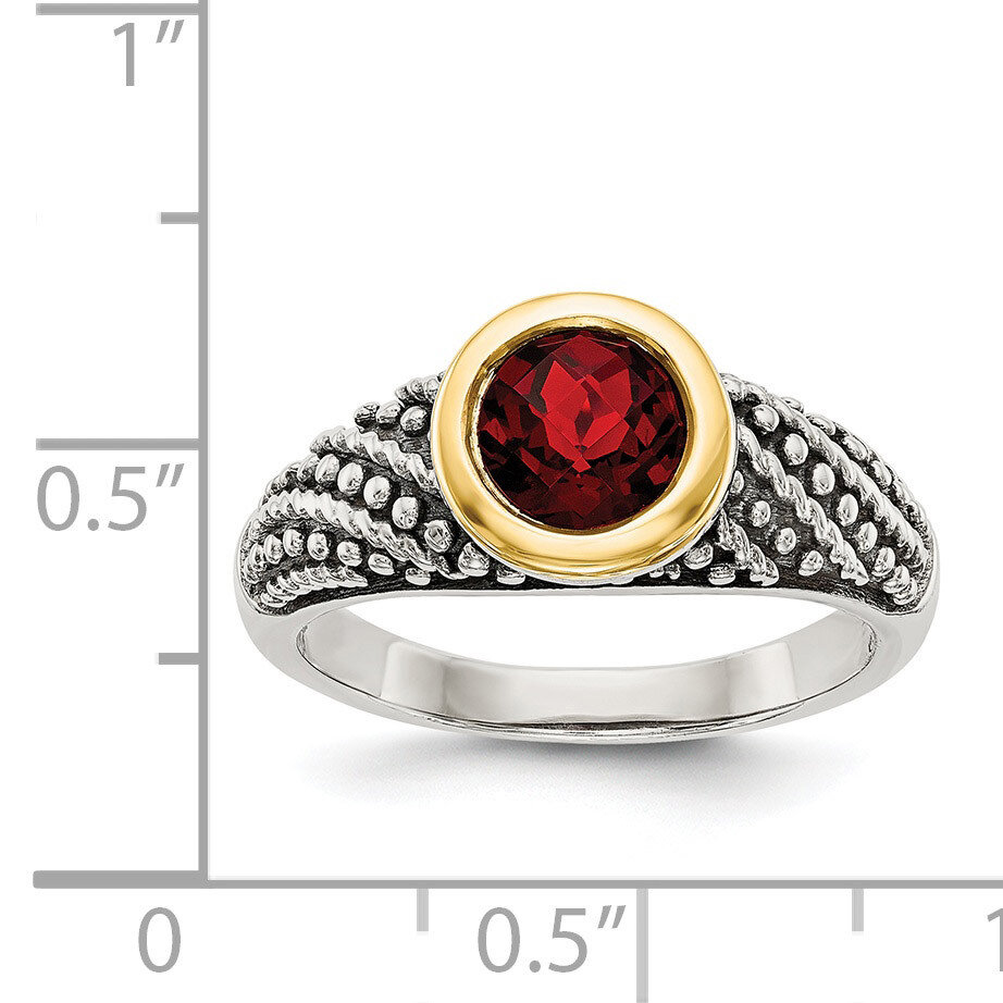 Garnet Ring Sterling Silver &amp; 14k Gold QTC1404, MPN: QTC1404, 191101465802
