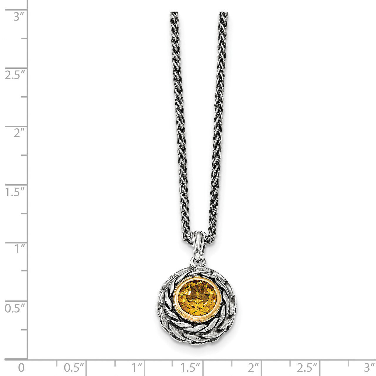 Citrine Necklace Sterling Silver &amp; 14k Gold QTC1419, MPN: QTC1419, 886774378718