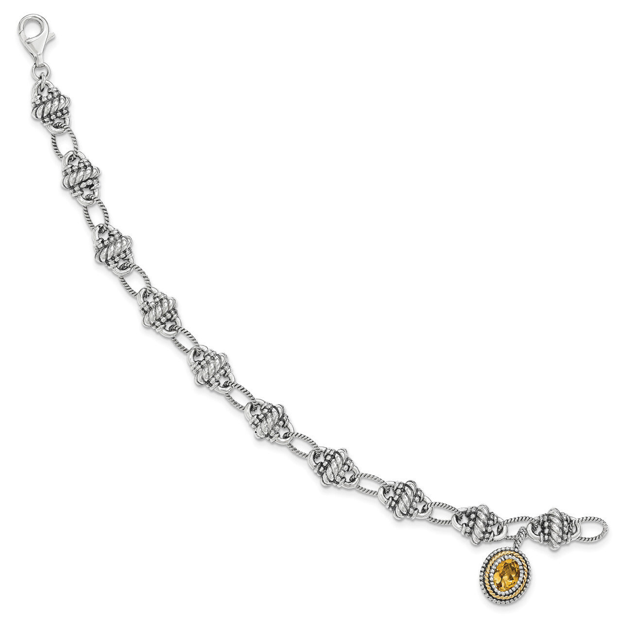 Citrine Bracelet Sterling Silver & 14k Gold QTC1435