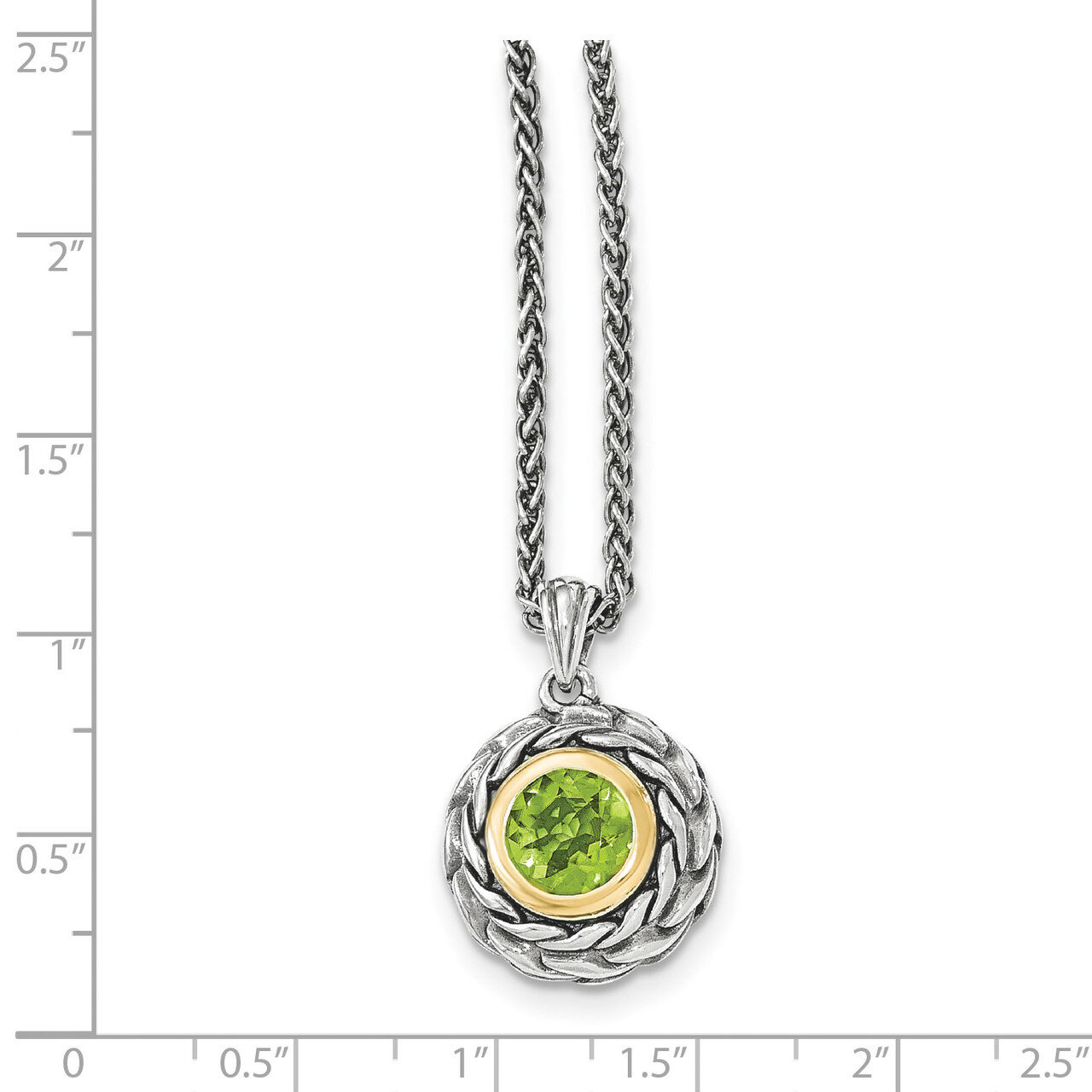 Peridot Necklace Sterling Silver &amp; 14k Gold QTC1463, MPN: QTC1463, 191101465925