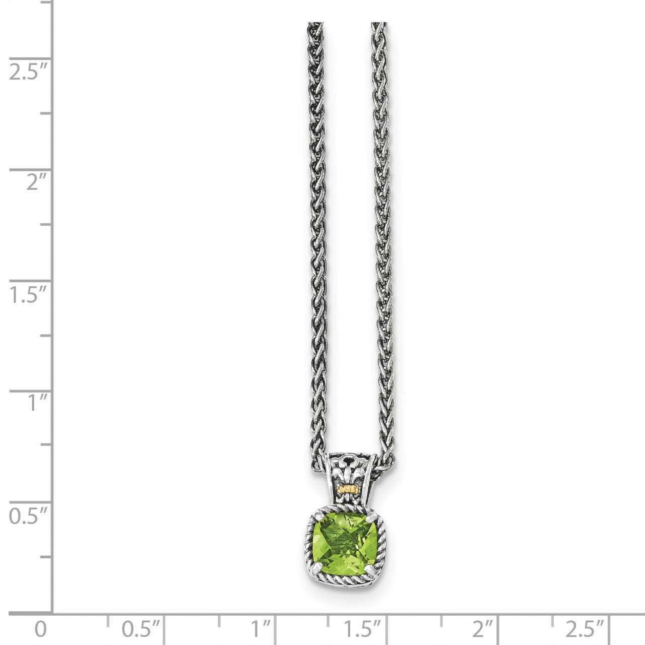 Peridot Necklace Sterling Silver &amp; 14k Gold QTC1464, MPN: QTC1464, 191101465185