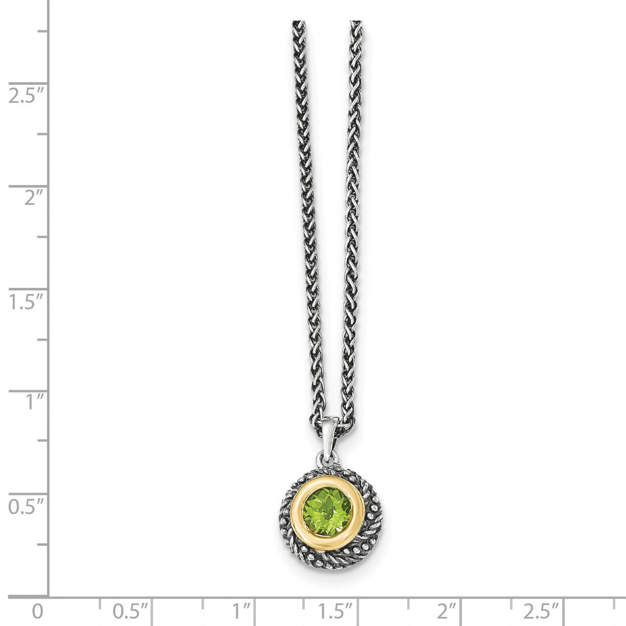 Peridot Necklace Sterling Silver &amp; 14k Gold QTC1470, MPN: QTC1470, 191101465192