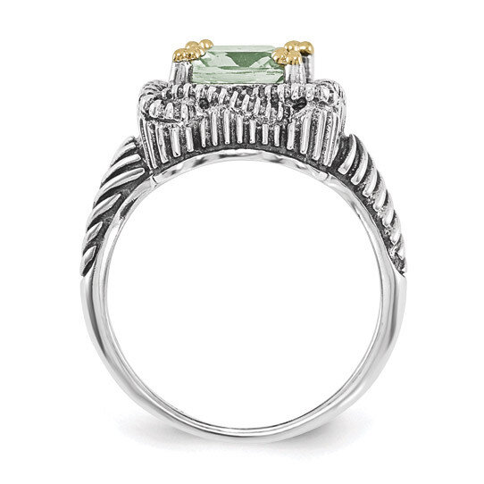 Green Quartz Ring Sterling Silver &amp; 14k Gold QTC1488, MPN: QTC1488,