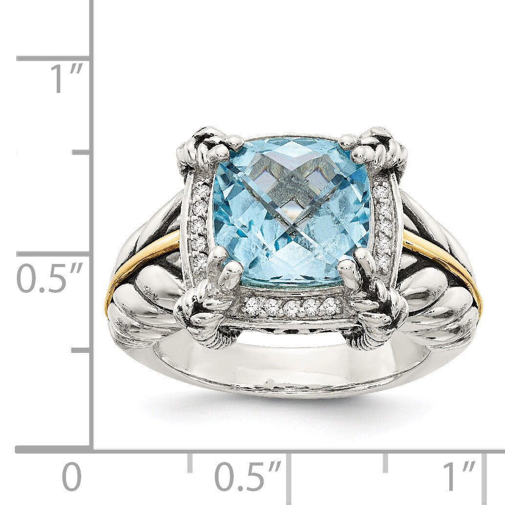 4.89 Sky Blue Topaz &amp; 1/10ct. Diamond Ring Sterling Silver &amp; 14k Gold QTC150, MPN: QTC150, 74232312…