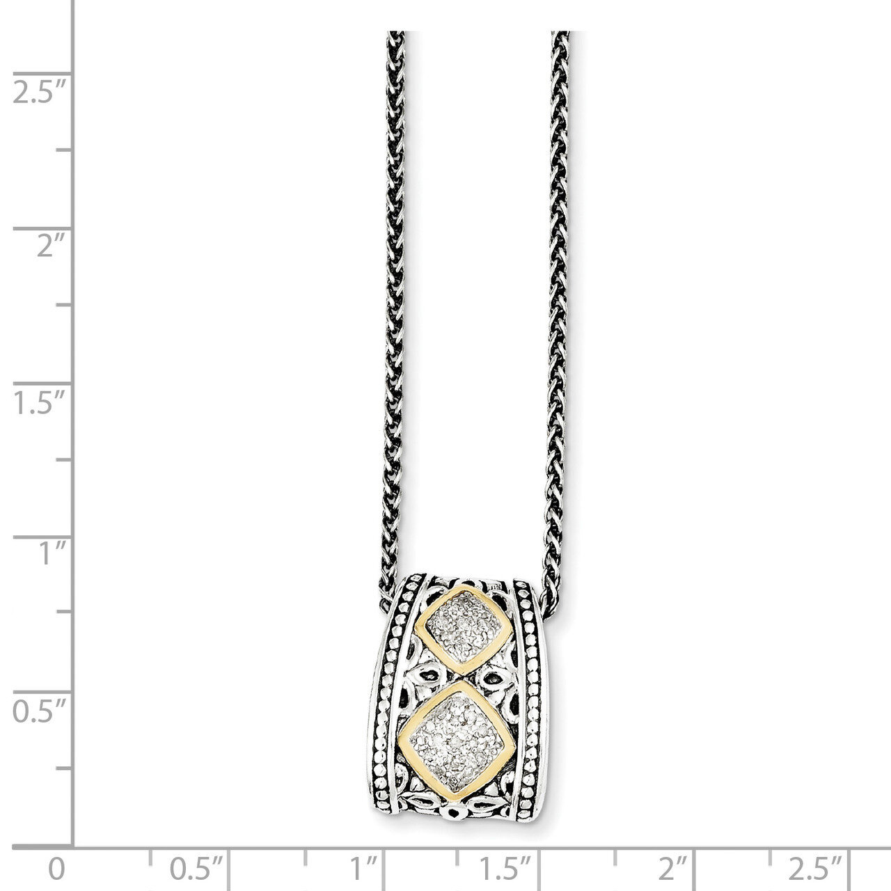 1/10ct. Diamond Pendant Necklace Sterling Silver & 14k Gold QTC185