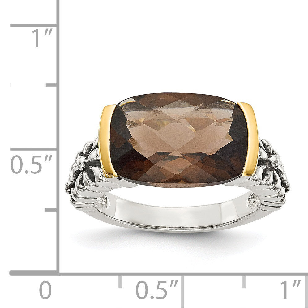 Smokey Quartz Ring Sterling Silver &amp; 14k Gold QTC18, MPN: QTC18, 742323128381
