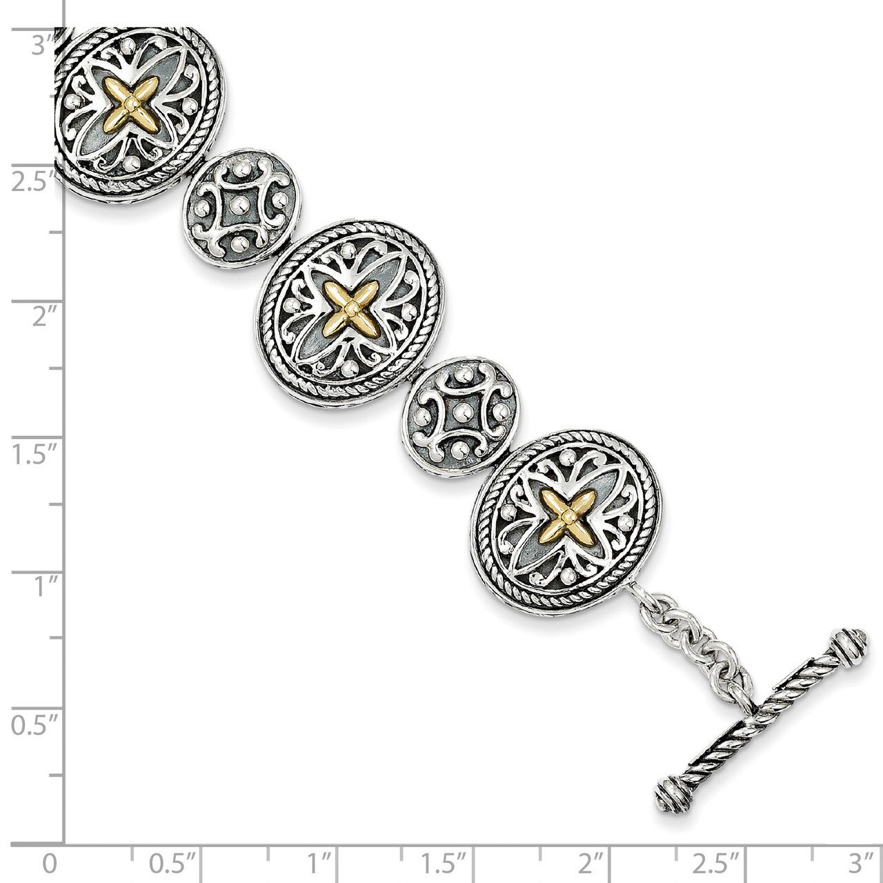 8 Inch Bracelet Sterling Silver &amp; 14k Gold QTC294, MPN: QTC294, 883957503981