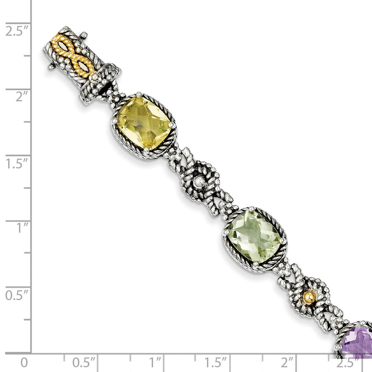 Pink Quartz Garnet Lemon Quartz Bracelet Sterling Silver &amp; 14k Gold QTC295, MPN: QTC295, 8839575036…