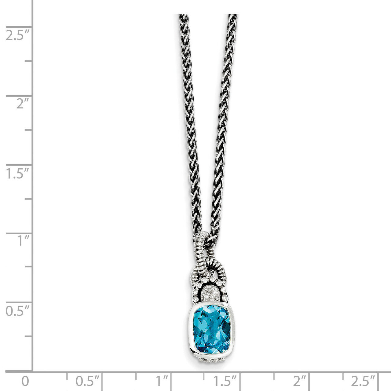1.90 Sky Blue Topaz &amp; .015ct. Diamond 18 Inch Necklace Sterling Silver QTC298, MPN: QTC298, 8839573…