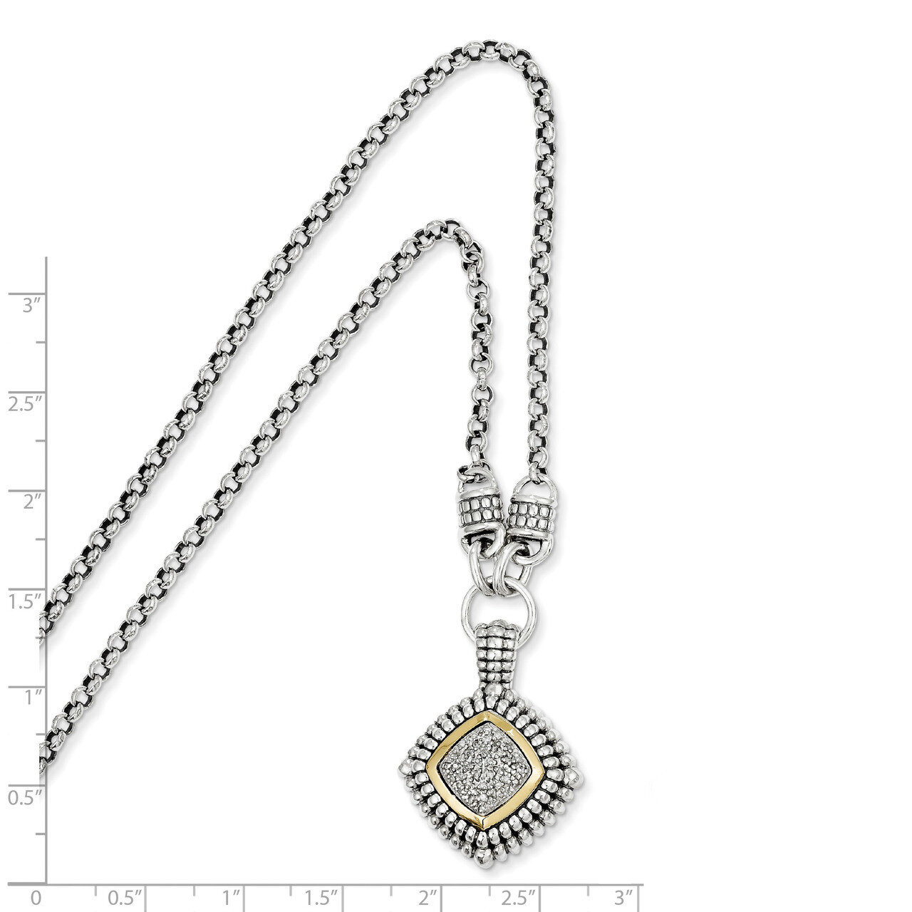 1/5ct. Diamond 17 Inch Necklace Sterling Silver &amp; 14k Gold QTC3