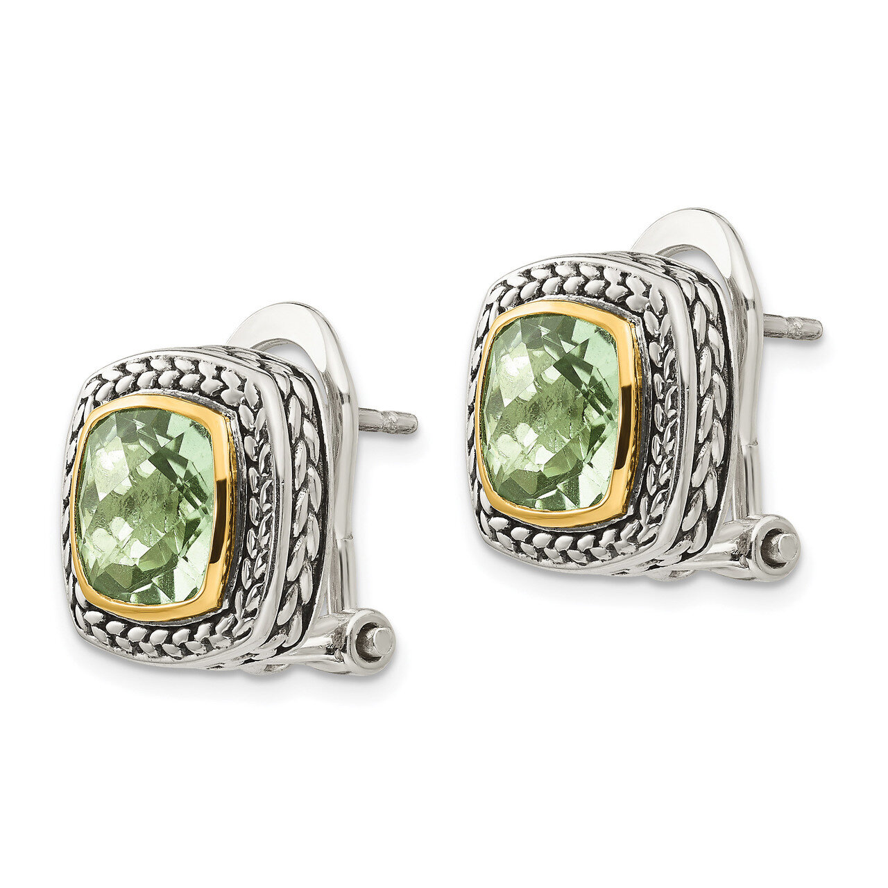 Green Quartz Earrings Sterling Silver &amp; 14k Gold QTC30, MPN: QTC30, 742323109311