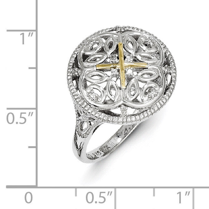 .03ct Diamond Vintage Ring Sterling Silver & 14k Gold QTC318