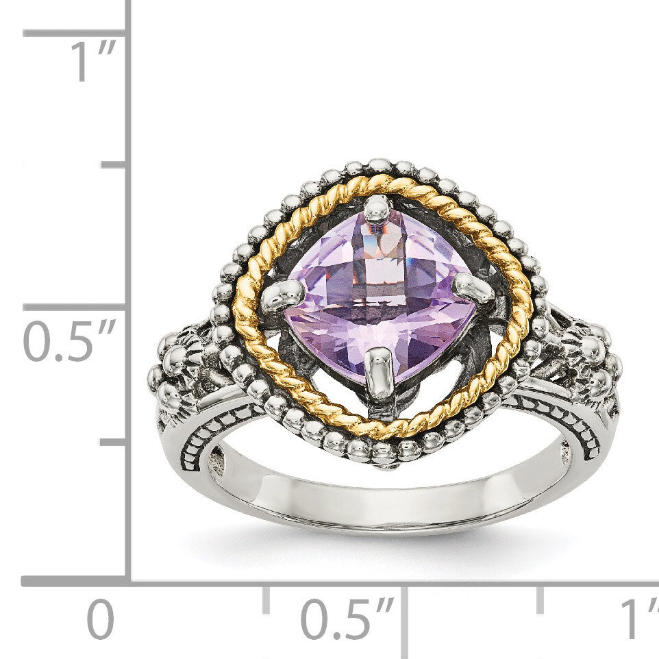 Pink Quartz Ring Sterling Silver &amp; 14k Gold QTC355, MPN: QTC355, 883957316680