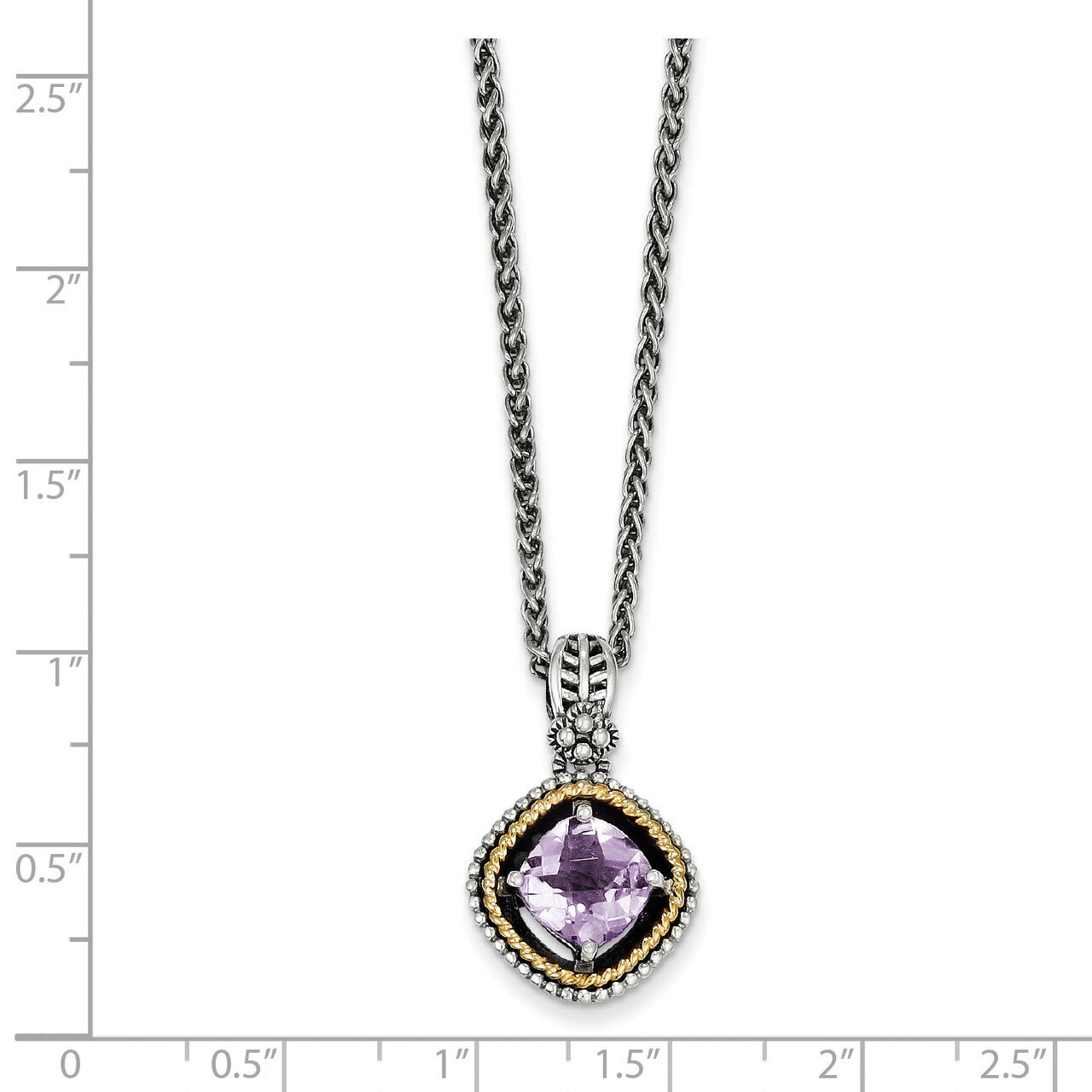 Pink Quartz 18 Inch Necklace Sterling Silver &amp; 14k Gold QTC361, MPN: QTC361, 883957316062