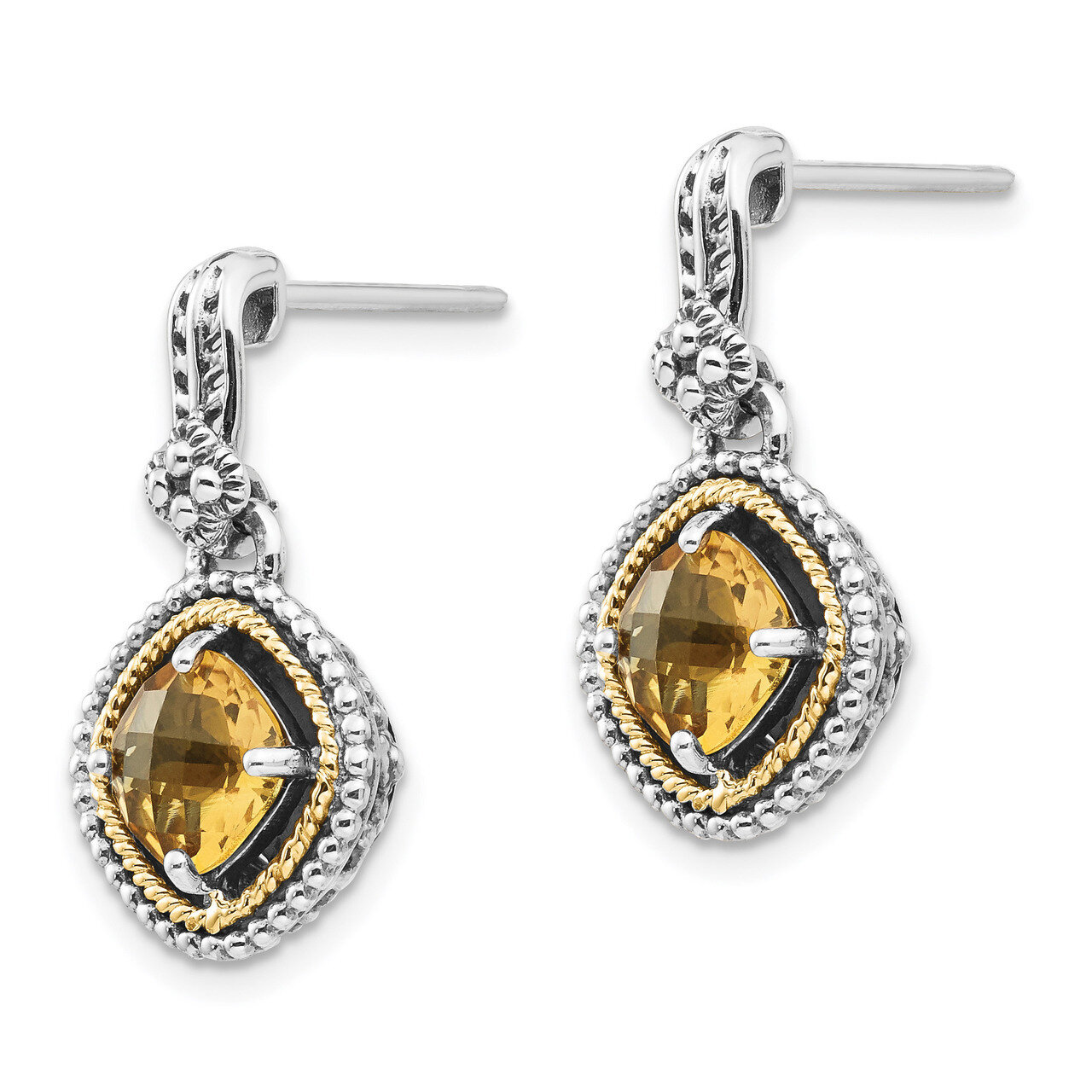 Citrine Earrings Sterling Silver &amp; 14k Gold QTC365, MPN: QTC365, 883957315638