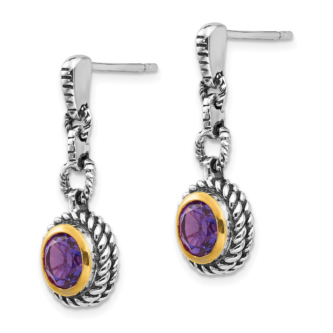 Amethyst Earrings Sterling Silver with Gold-tone Flash Gold-plated QTC42, MPN: QTC42, 742323109472