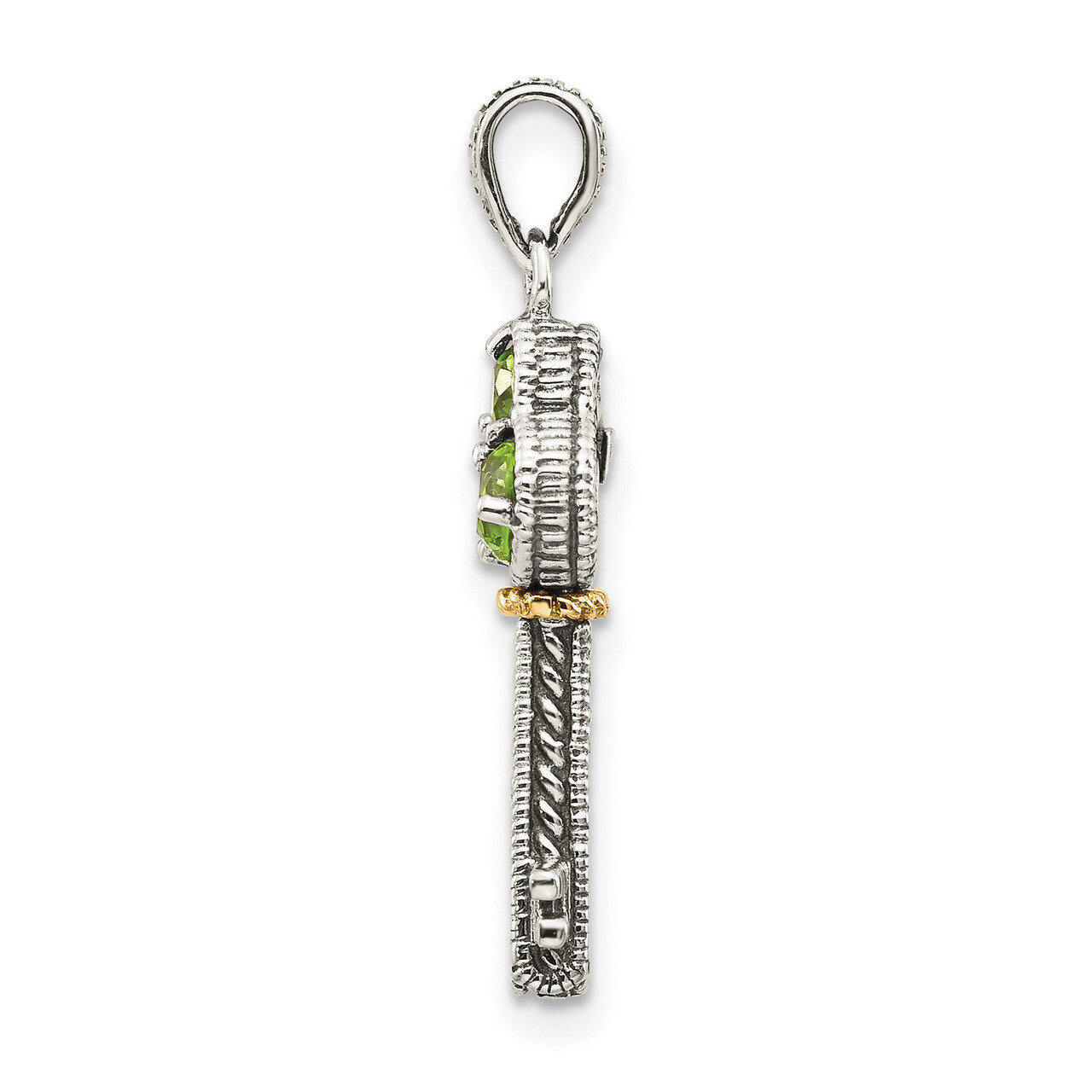 Peridot Key Charm Sterling Silver &amp; 14k Gold QTC489, MPN: QTC489, 883957314945