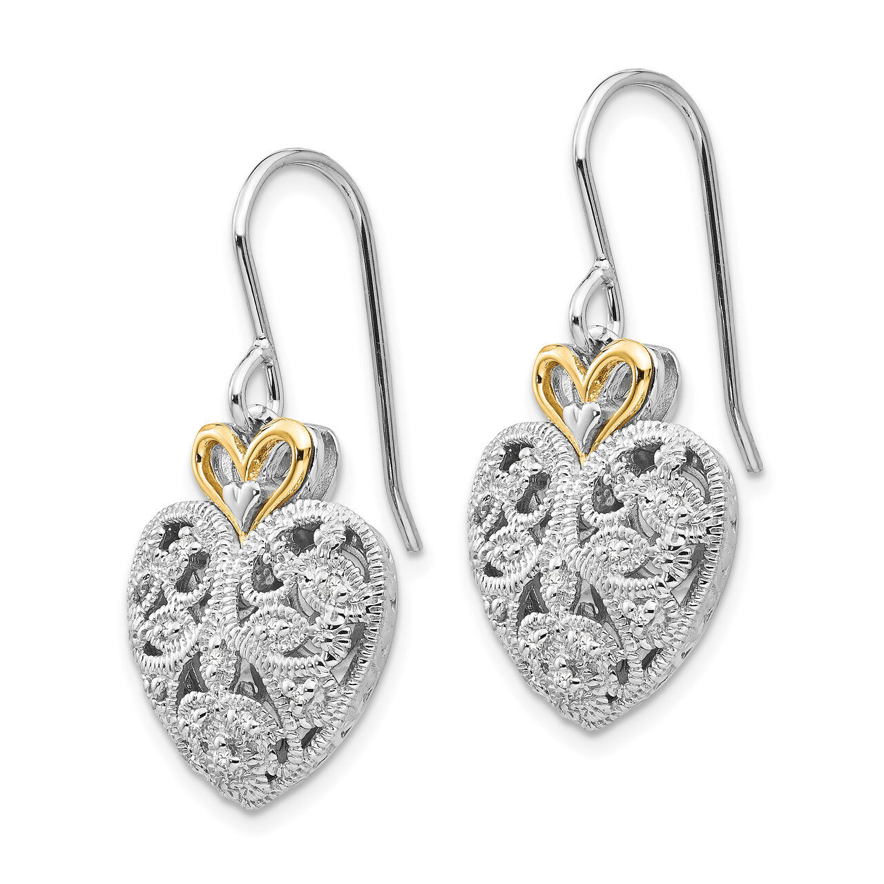 1/8ct. Diamond Vintage Earrings Sterling Silver &amp; 14k Gold QTC509, MPN: QTC509, 883957504193