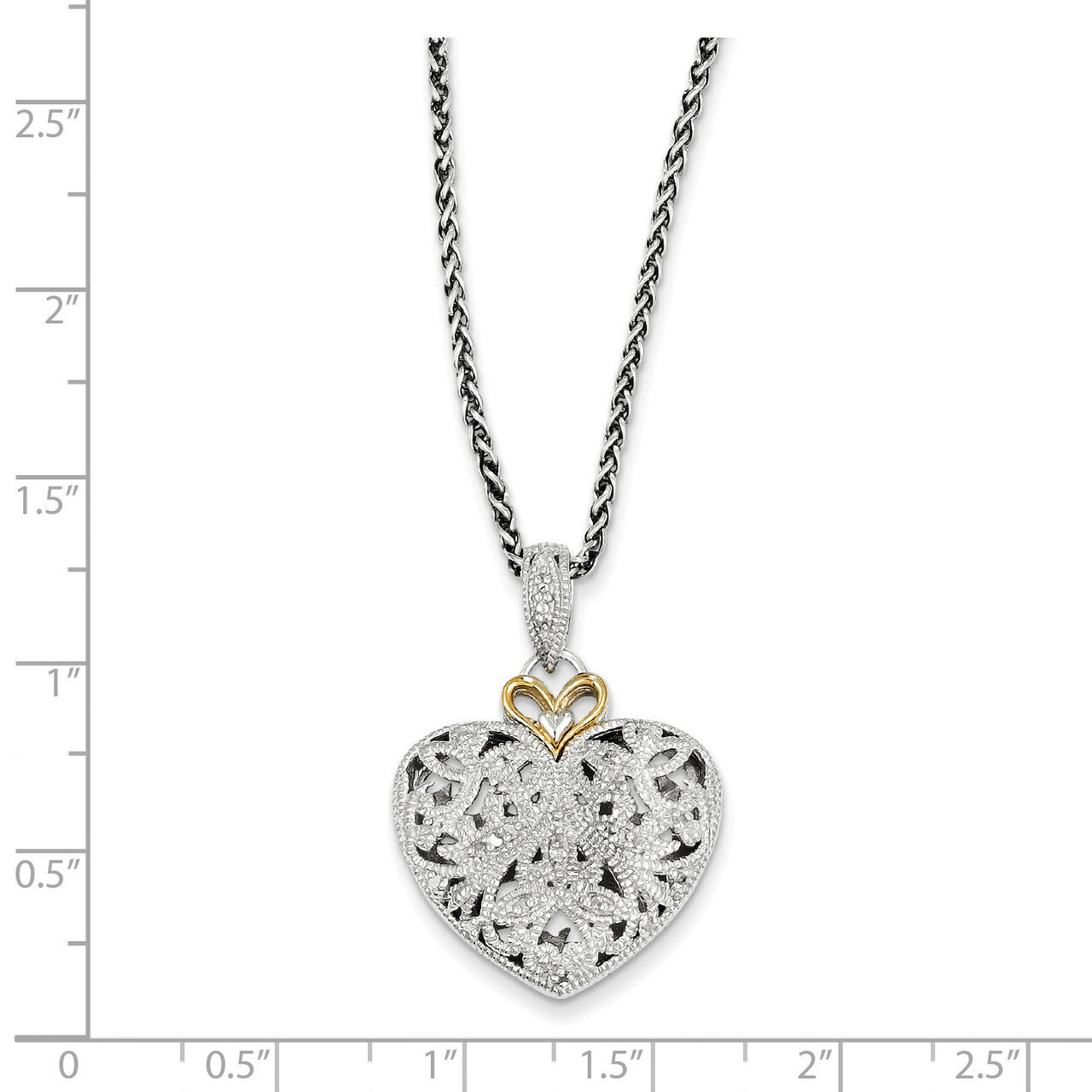 1/10ct. Diamond Vintage 18 Inch Necklace Sterling Silver & 14k Gold QTC510
