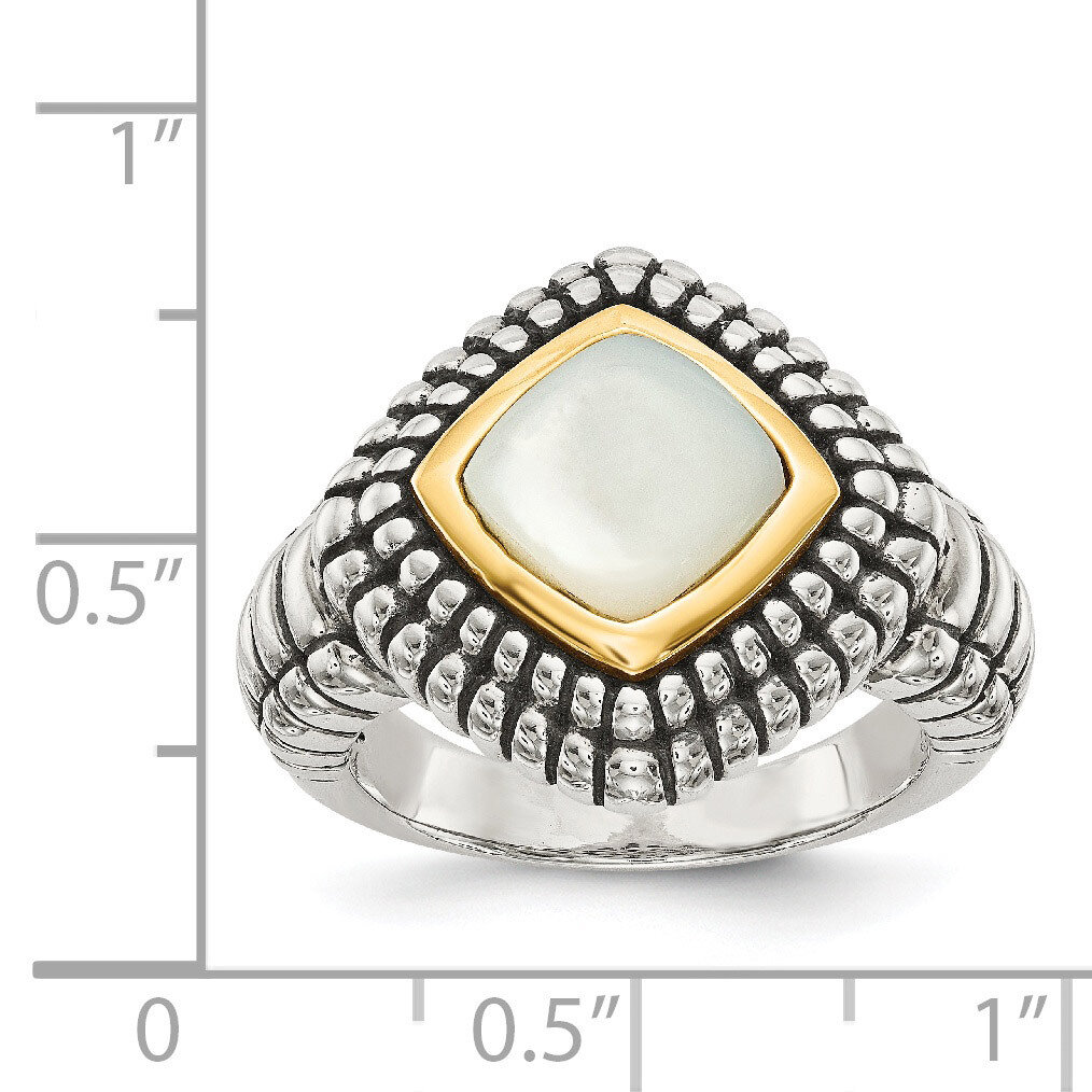 Mother of Pearl Ring Sterling Silver &amp; 14k Gold QTC54, MPN: QTC54, 742323113233