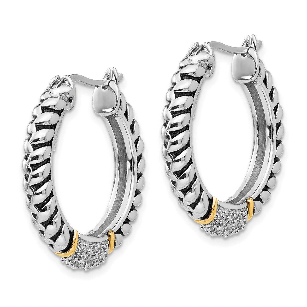 1/10ct. Diamond Hoop Earrings Sterling Silver &amp; 14k Gold QTC550, MPN: QTC550, 685146728058