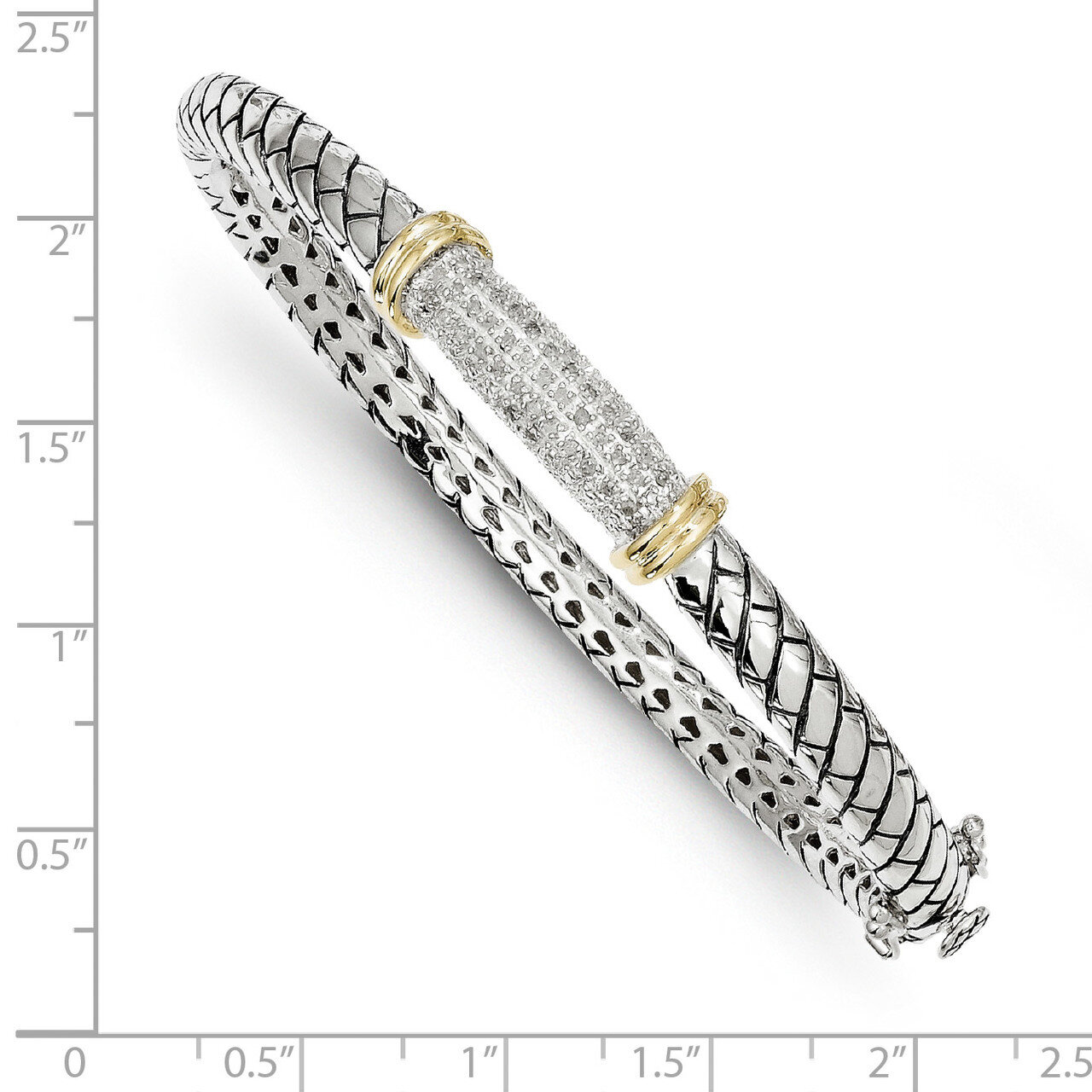 1/5ct. Diamond Bangle Bracelet Sterling Silver &amp; 14k Gold QTC554, MPN: QTC554, 685146728270