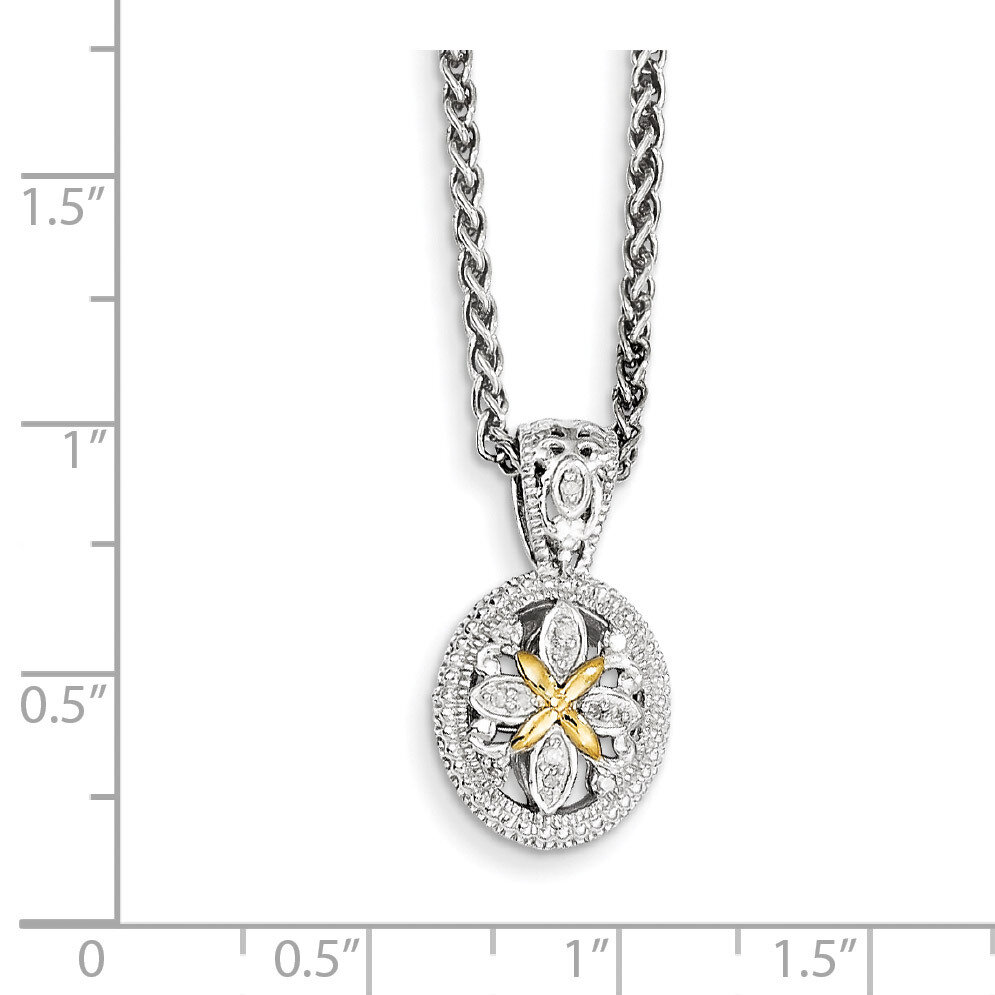 Diamond Necklace Sterling Silver &amp; 14k Gold QTC644