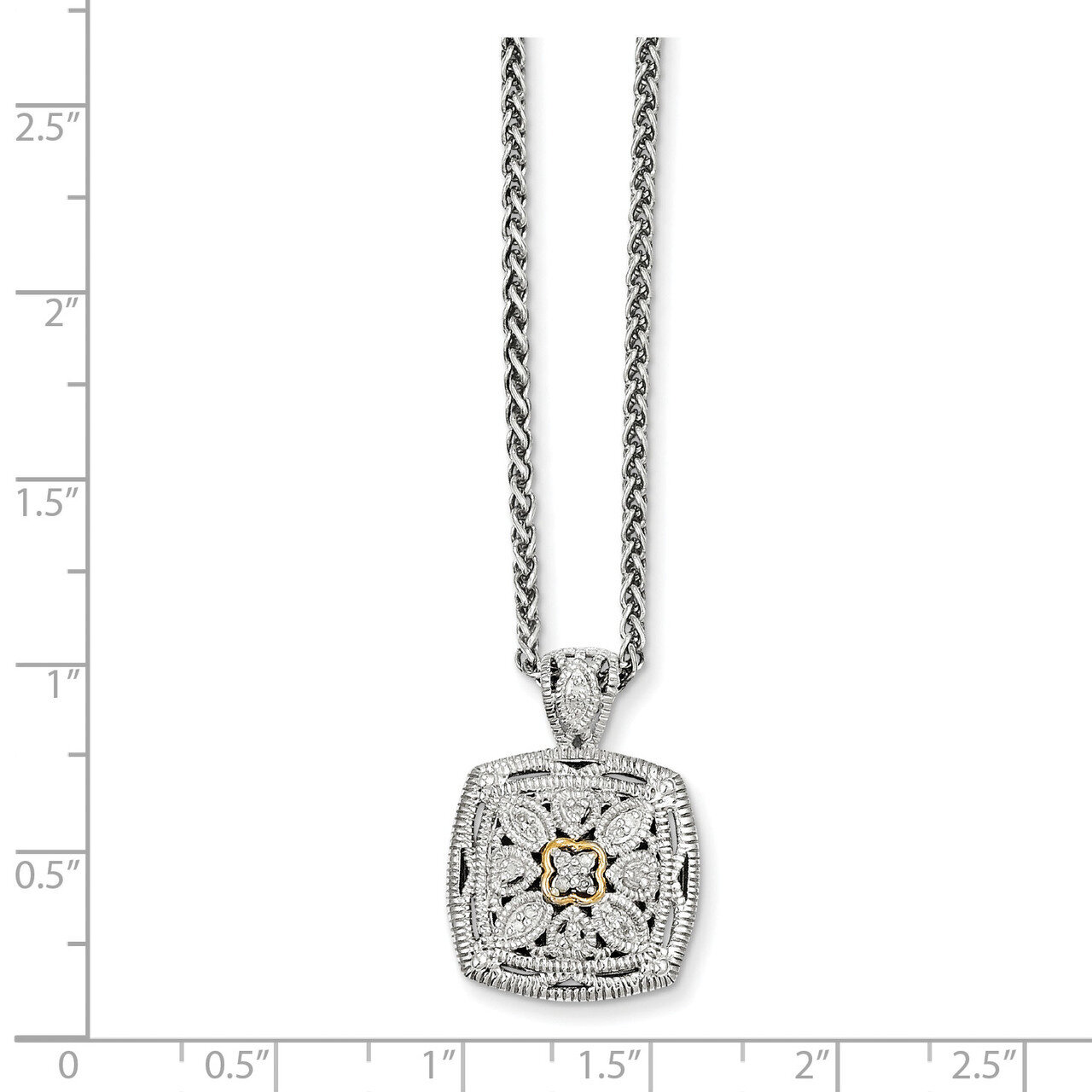 Diamond Necklace Sterling Silver & 14k Gold QTC652