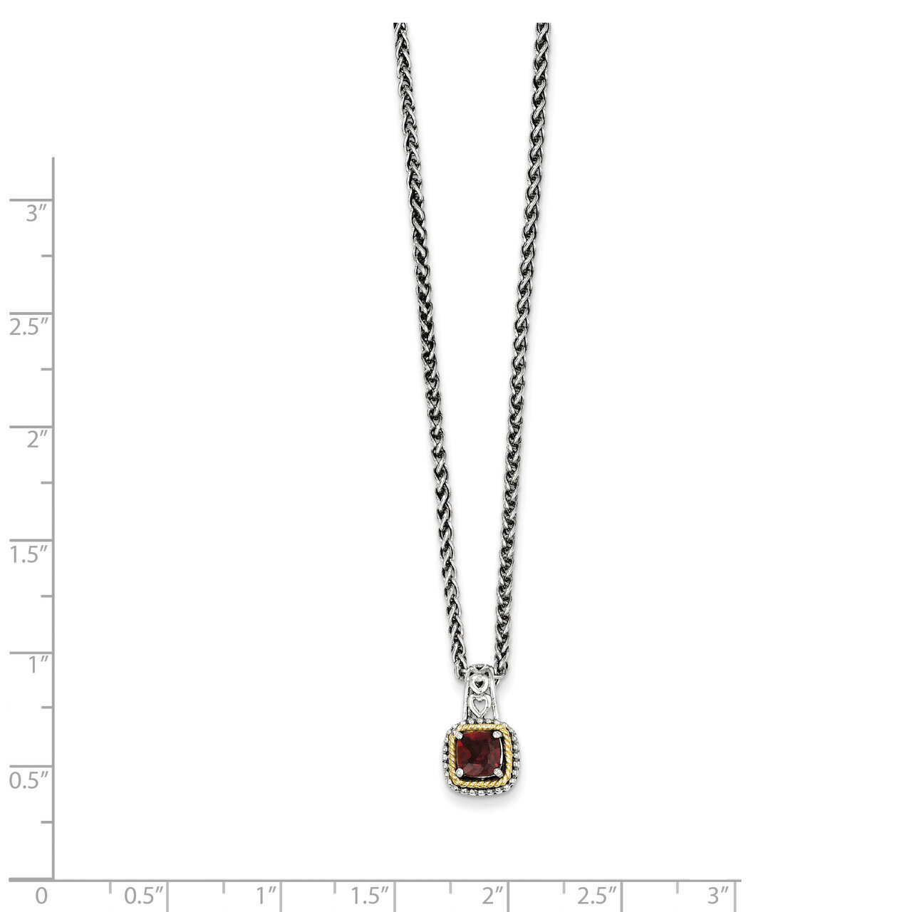 Garnet Necklace Sterling Silver &amp; 14k Gold QTC671, MPN: QTC671, 883957466835