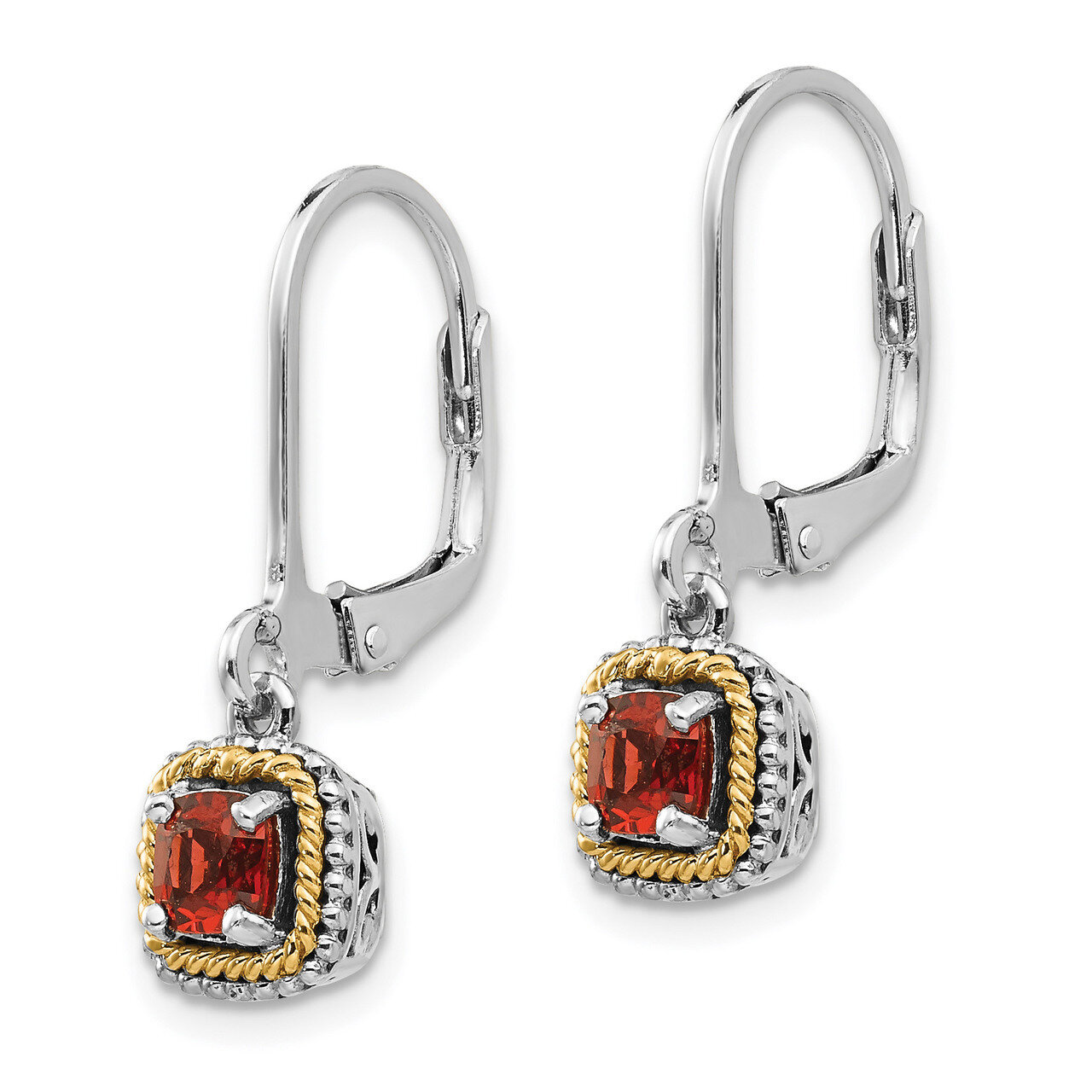 Garnet Earrings Sterling Silver &amp; 14k Gold QTC672, MPN: QTC672, 883957409061