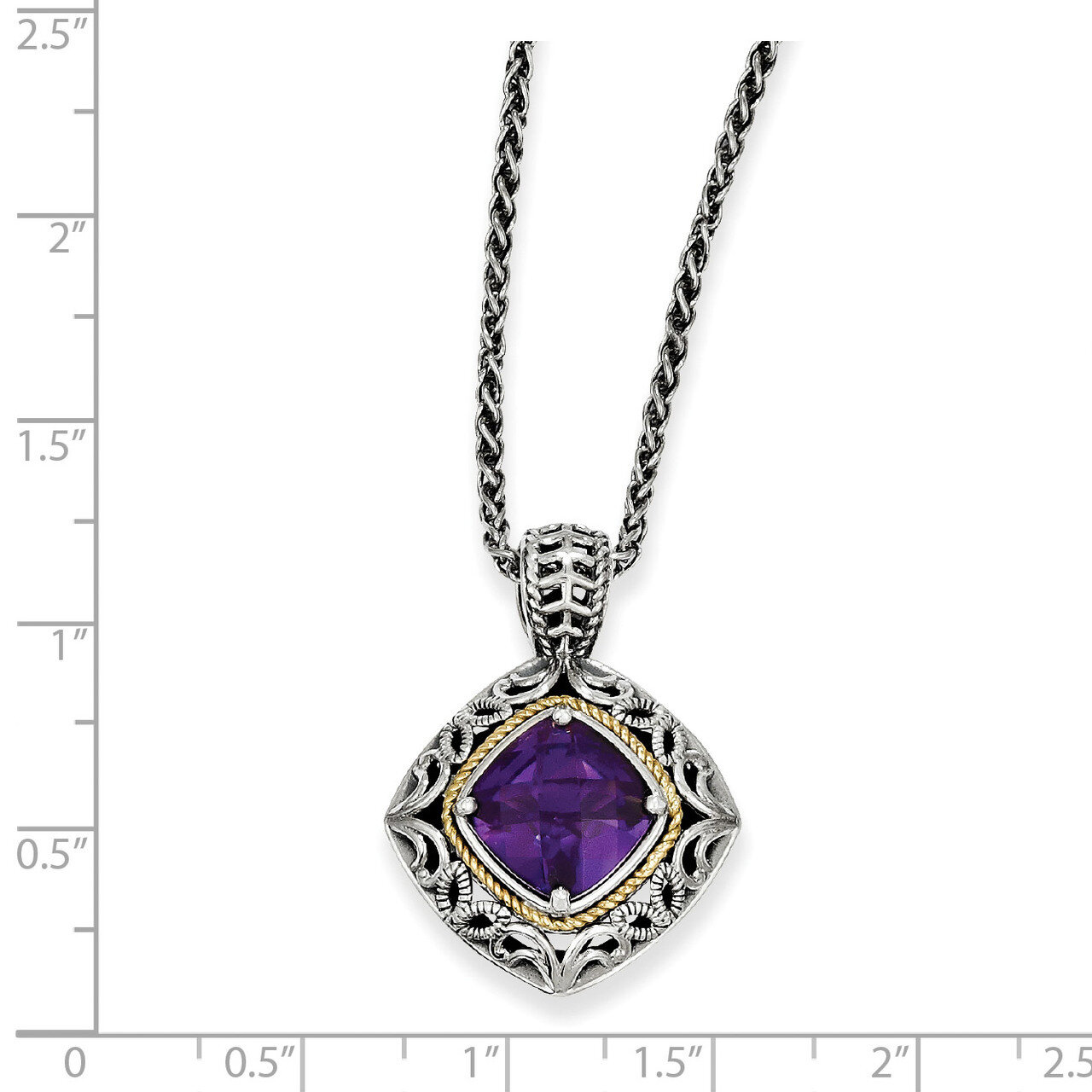 Amethyst Necklace Sterling Silver &amp; 14k Gold QTC686, MPN: QTC686, 883957441207