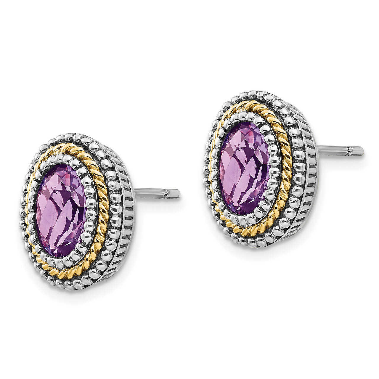 Amethyst Earrings Sterling Silver &amp; 14k Gold QTC707, MPN: QTC707, 883957441214