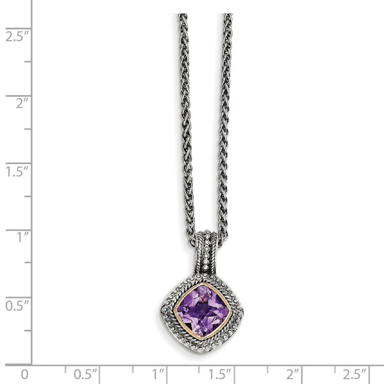 Amethyst Necklace Sterling Silver & 14k Gold QTC713