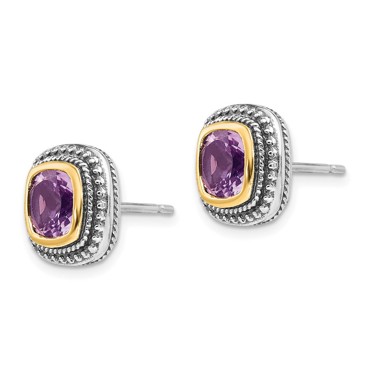 Amethyst Earrings Sterling Silver &amp; 14k Gold QTC714, MPN: QTC714, 883957466873