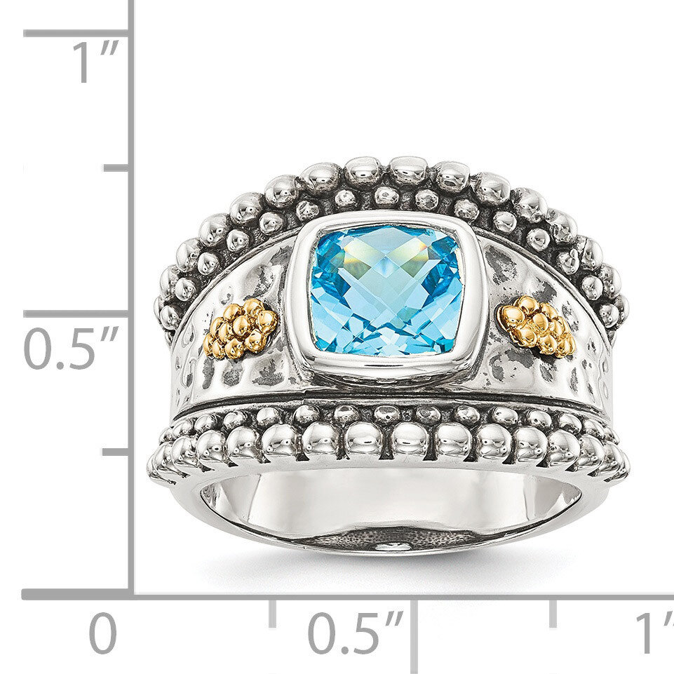Blue Topaz Ring Sterling Silver &amp; 14k Gold QTC768, MPN: QTC768, 886774244990
