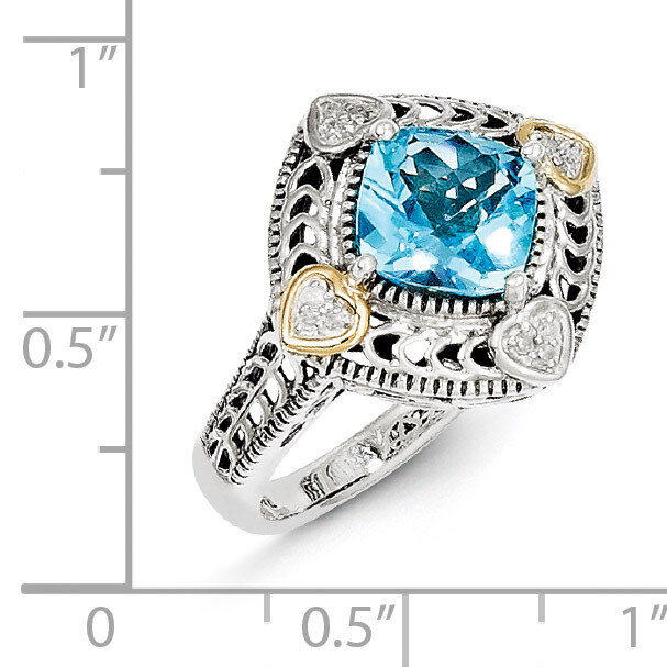Diamond &amp; Blue Topaz Ring Sterling Silver &amp; 14k Gold QTC790, MPN: QTC790, 883957368115