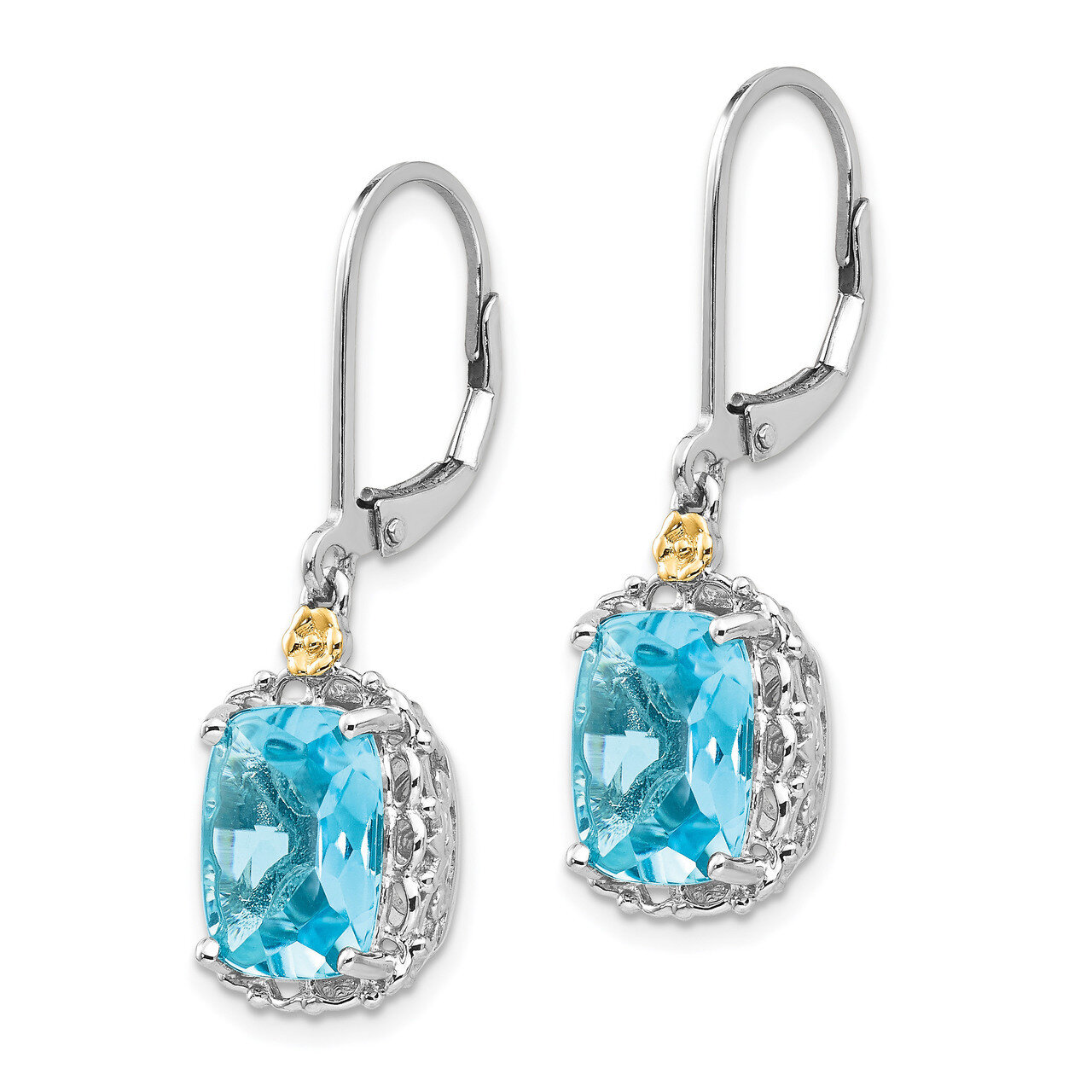 Blue Topaz Earrings Sterling Silver &amp; 14k Gold QTC793, MPN: QTC793, 883957441375