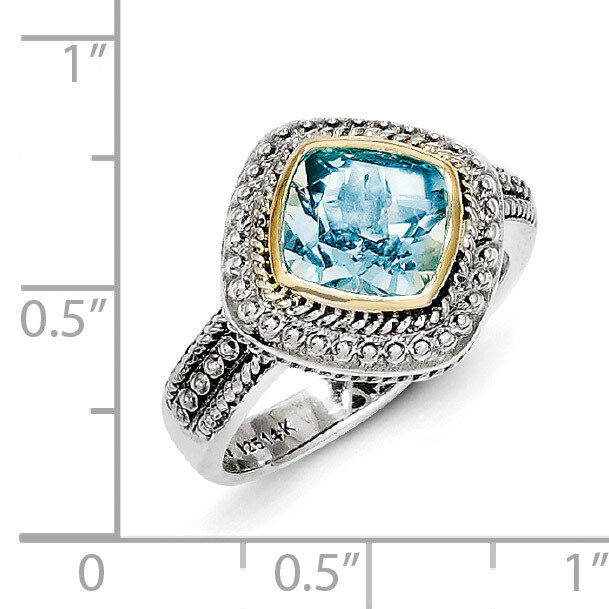 Blue Topaz Ring Sterling Silver &amp; 14k Gold QTC797, MPN: QTC797, 883957409436