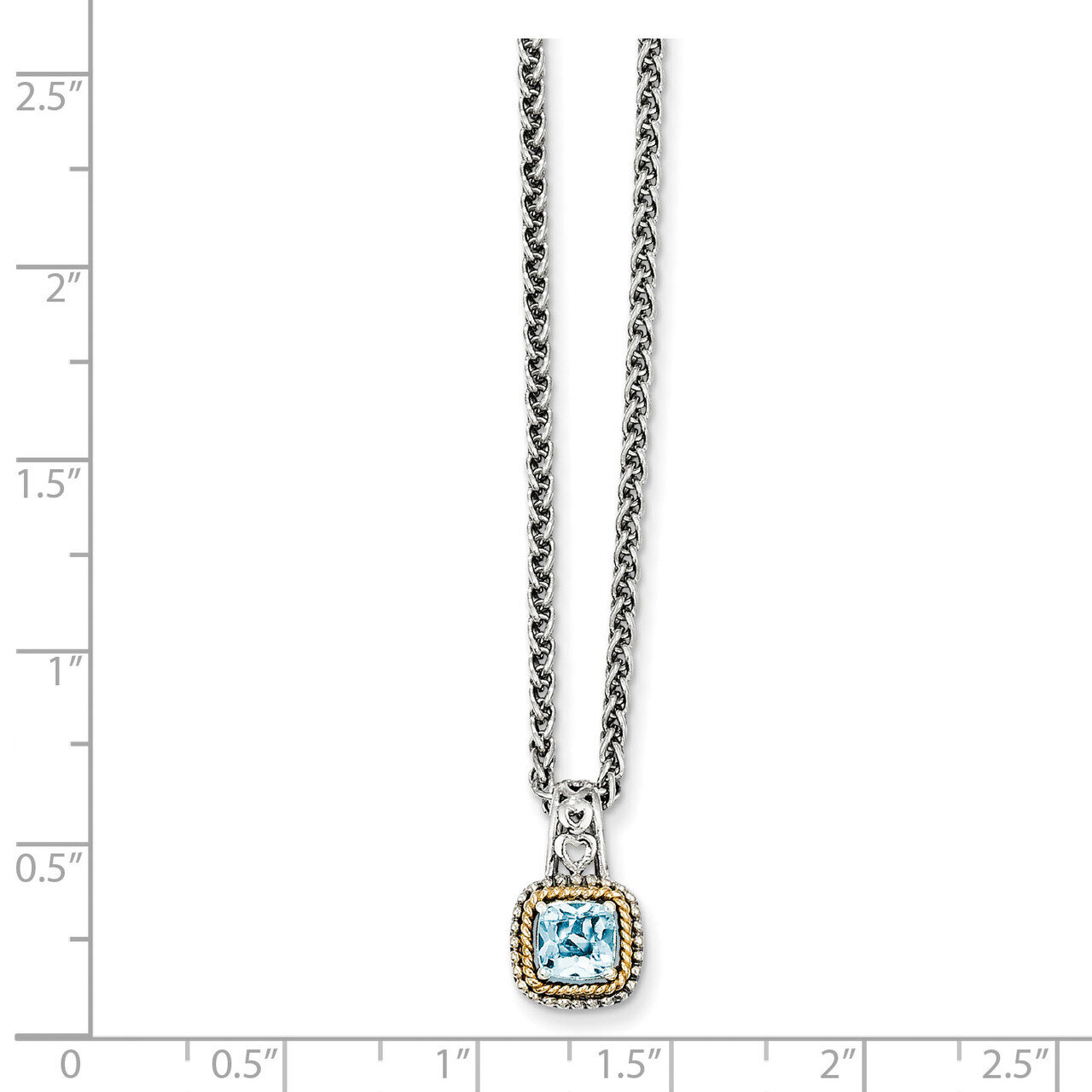 Blue Topaz Necklace Sterling Silver &amp; 14k Gold QTC799, MPN: QTC799, 883957483375