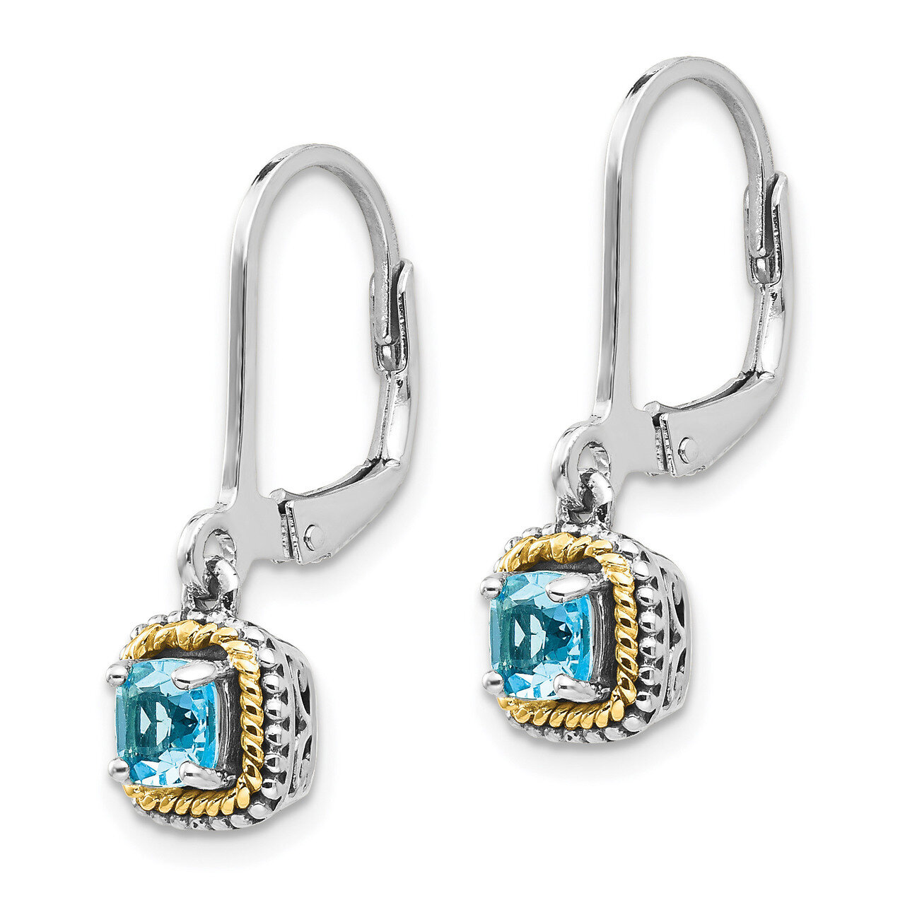 Blue Topaz Earrings Sterling Silver &amp; 14k Gold QTC800, MPN: QTC800, 883957368177