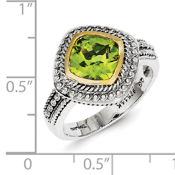 Peridot Ring Sterling Silver &amp; 14k Gold QTC863, MPN: QTC863, 883957368276