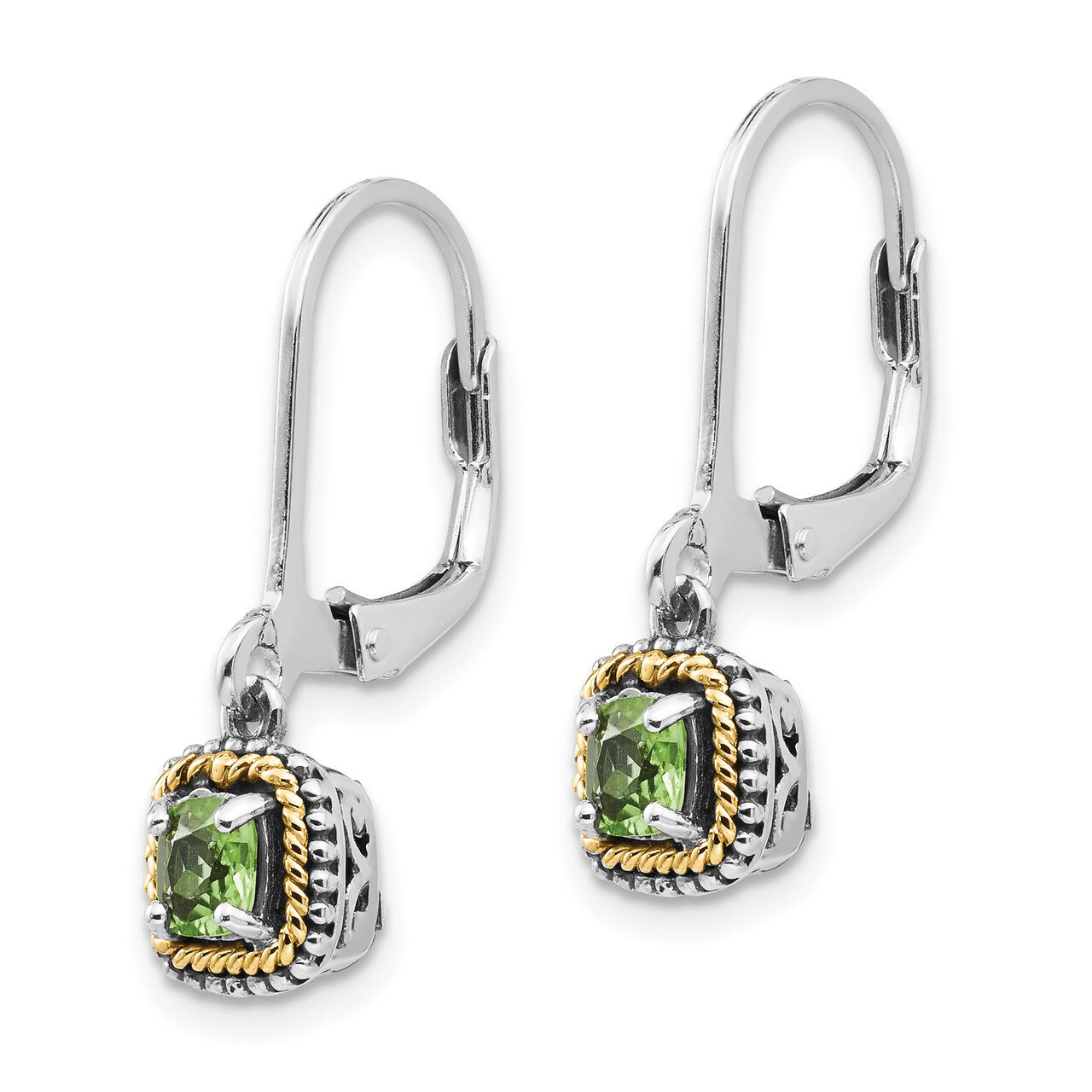 Peridot Earrings Sterling Silver &amp; 14k Gold QTC867, MPN: QTC867, 883957368290
