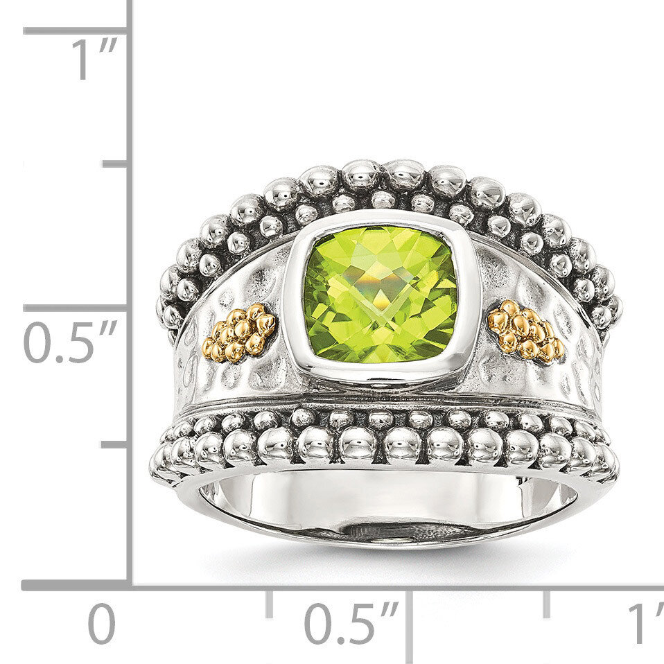 Peridot Ring Sterling Silver &amp; 14k Gold QTC870, MPN: QTC870, 883957368320
