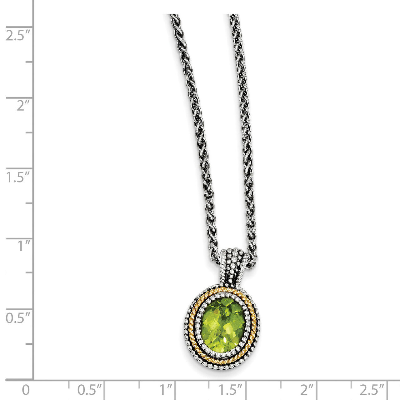 Peridot Necklace Sterling Silver &amp; 14k Gold QTC875, MPN: QTC875, 883957441481