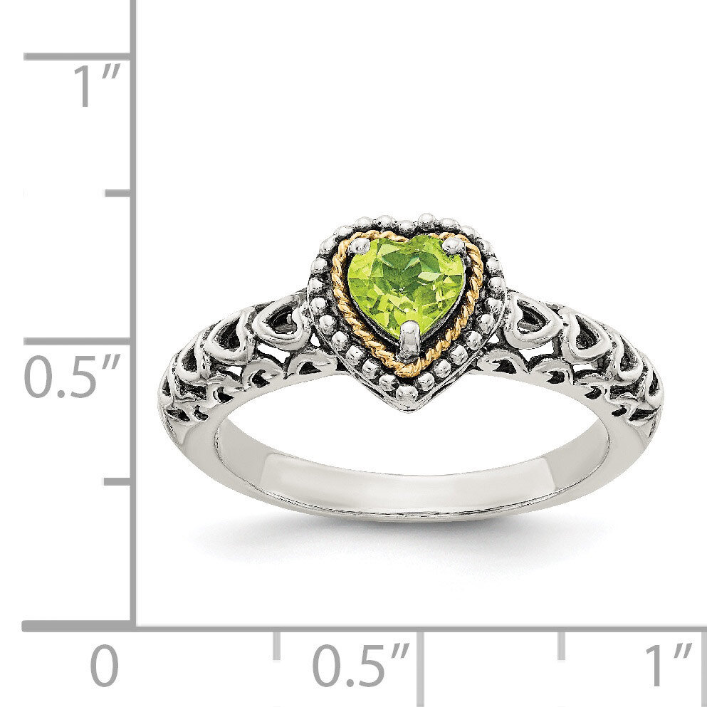 Peridot Ring Sterling Silver &amp; 14k Gold QTC878, MPN: QTC878, 883957368368